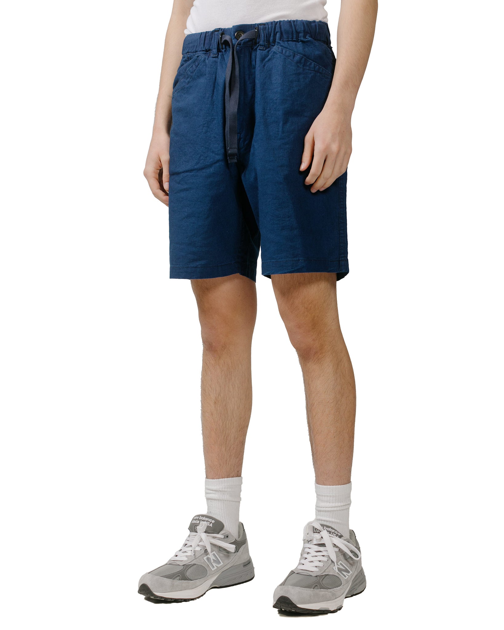 Post O'Alls E-Z Travail Shorts Cotton/Linen Sheeting Indigo model front