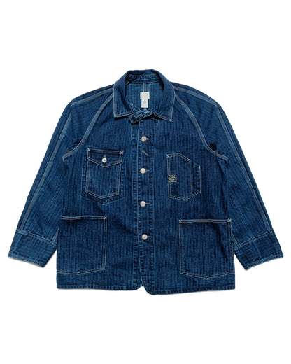 Post O'Alls Engineer's Jacket Herringbone Denim Double Indigo 