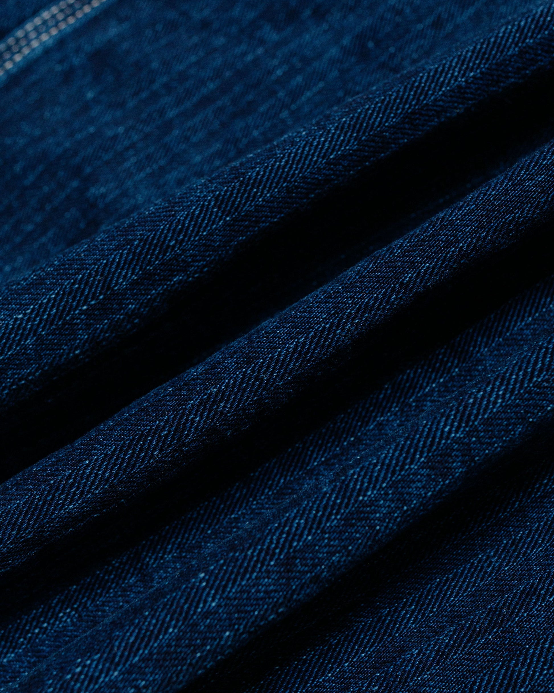 Post O'Alls Engineer's Jacket Herringbone Denim Double Indigo fabric