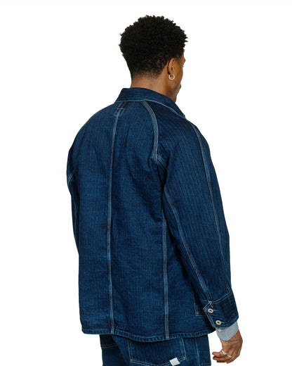 Post O'Alls Engineer's Jacket Herringbone Denim Double Indigo model back