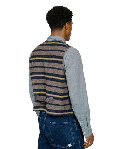 Post O'Alls Fleece Vest Trashed Wool Navy Stripe model back