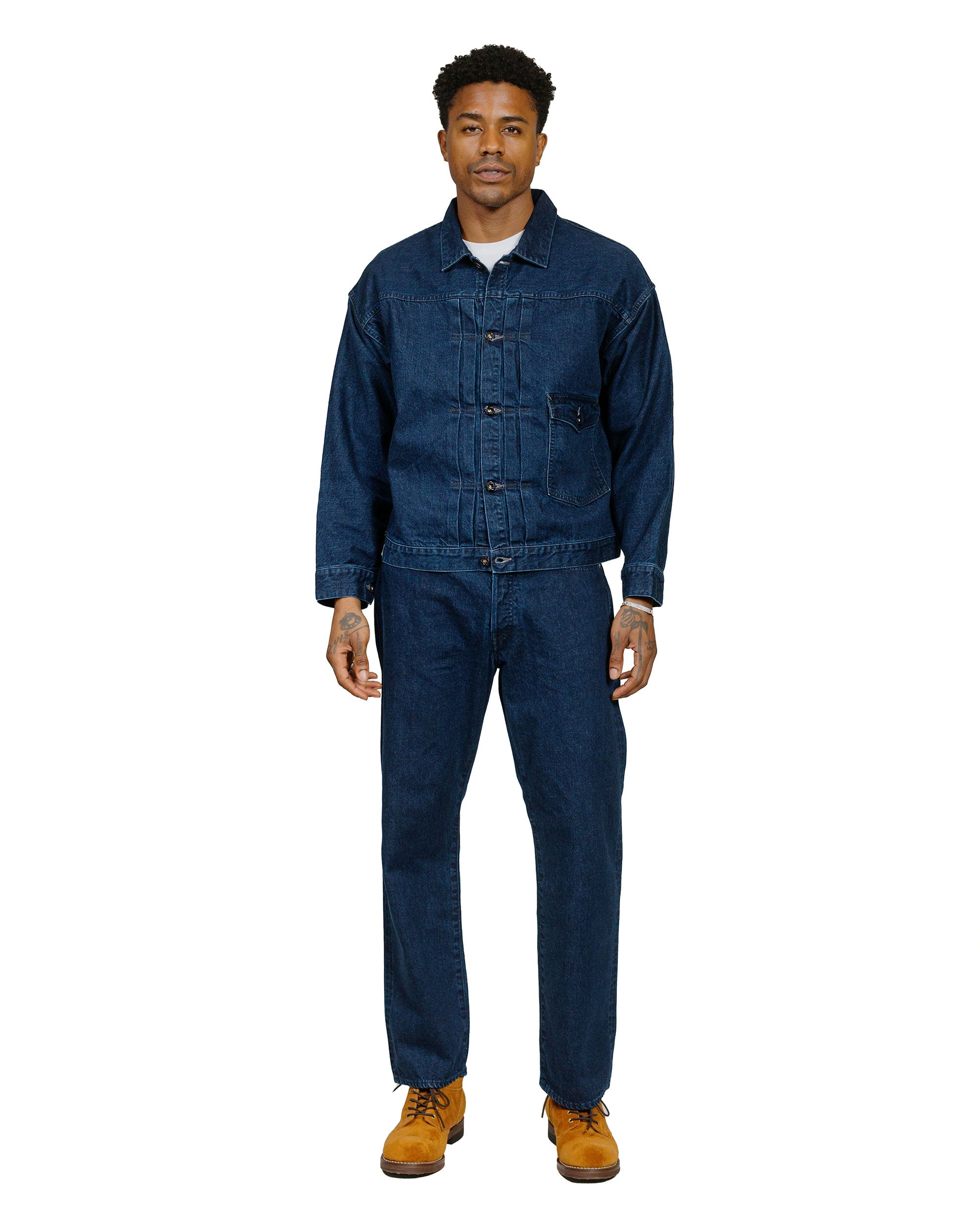 Post O'Alls No.1 Five Pocket 12oz, Selvedge Deep Washed Denim Indigo