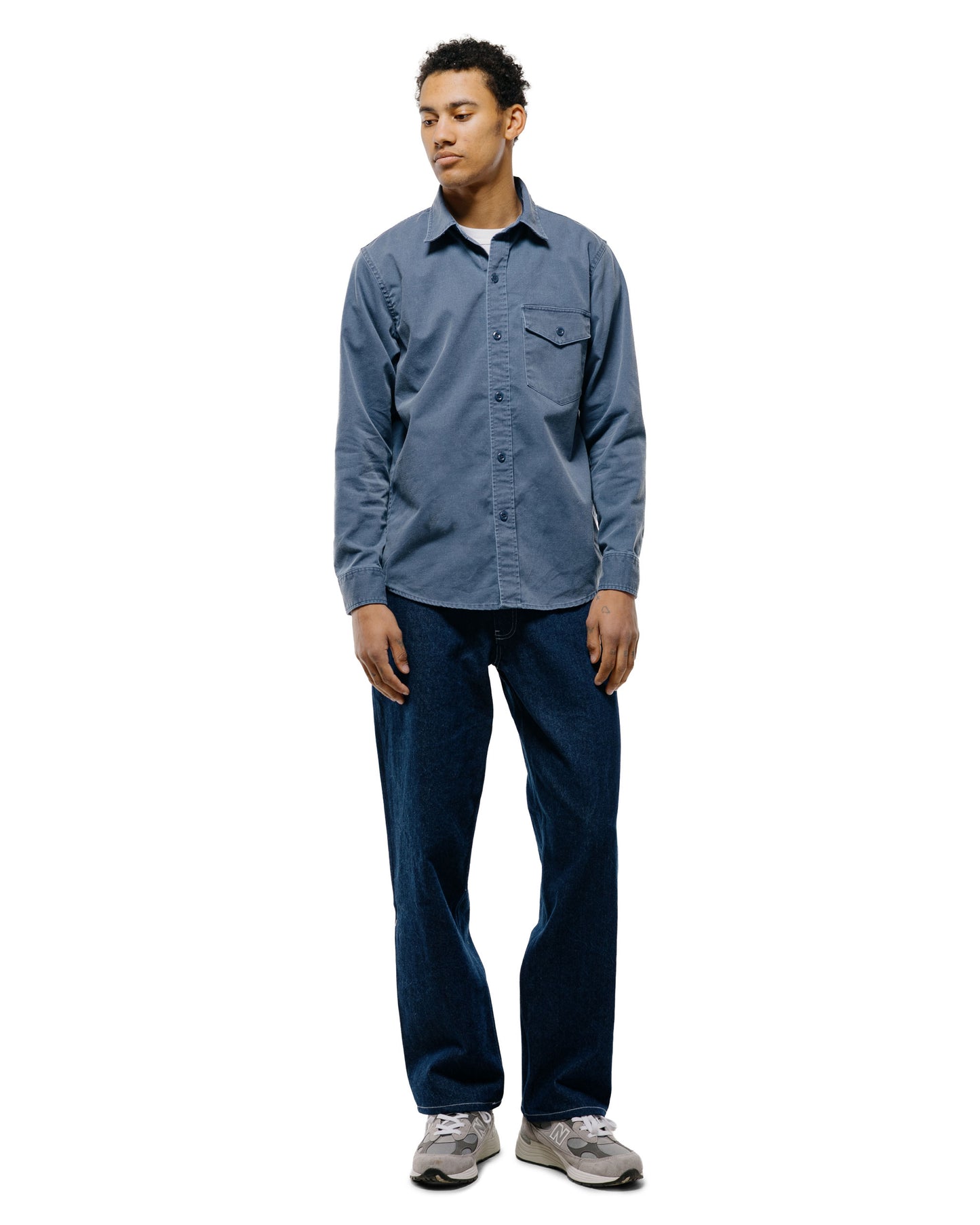 Randy's Garments 1-Pocket Work Shirt Blue 7oz Stone Washed Cotton Cadet Cloth
