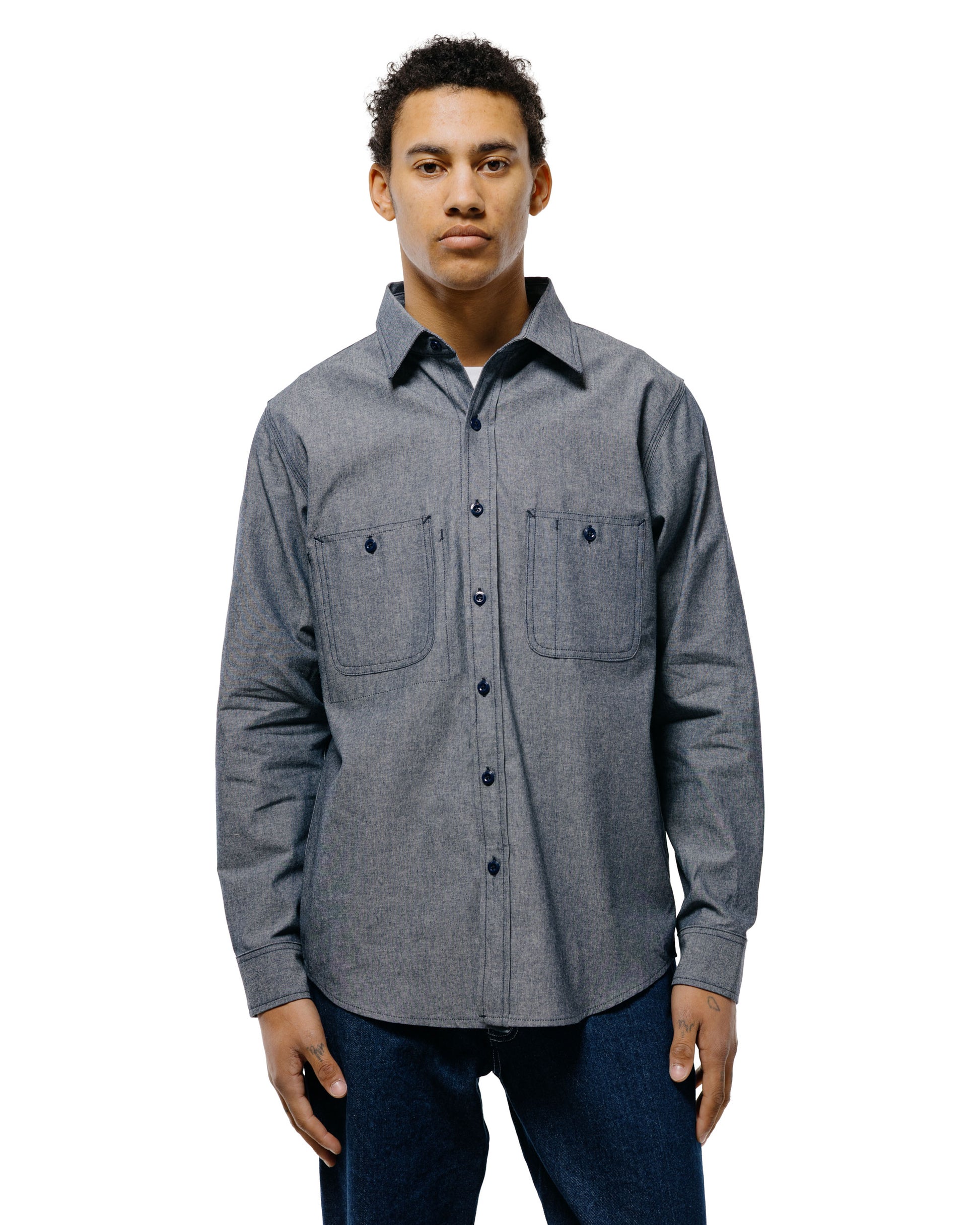 Randy's Garments 3-Pocket Work Shirt Cotton Washed Chambray Indigo