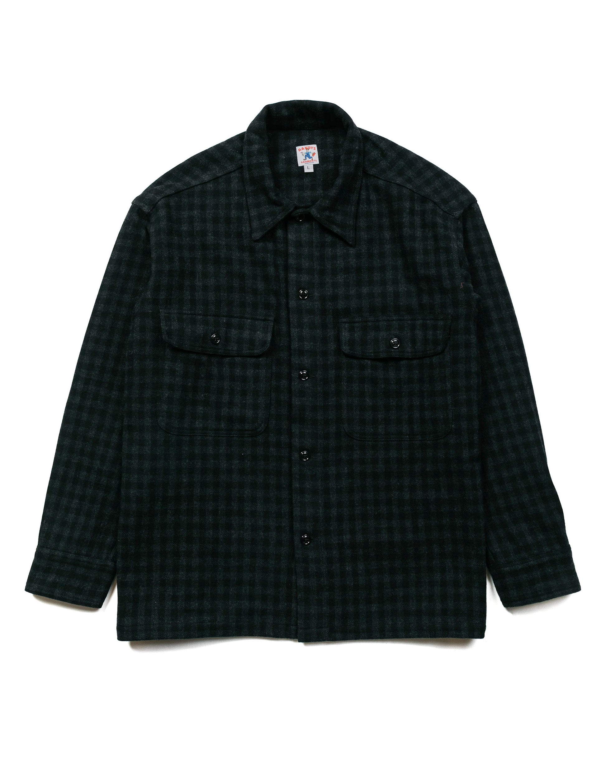 Randy's Garments Wool Check Over Shirt Dark Gray