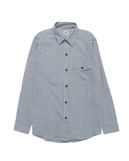 Randy's Garments 1-Pocket Work Shirt 8oz Narrow Stripe Cotton Denim White/Indigo