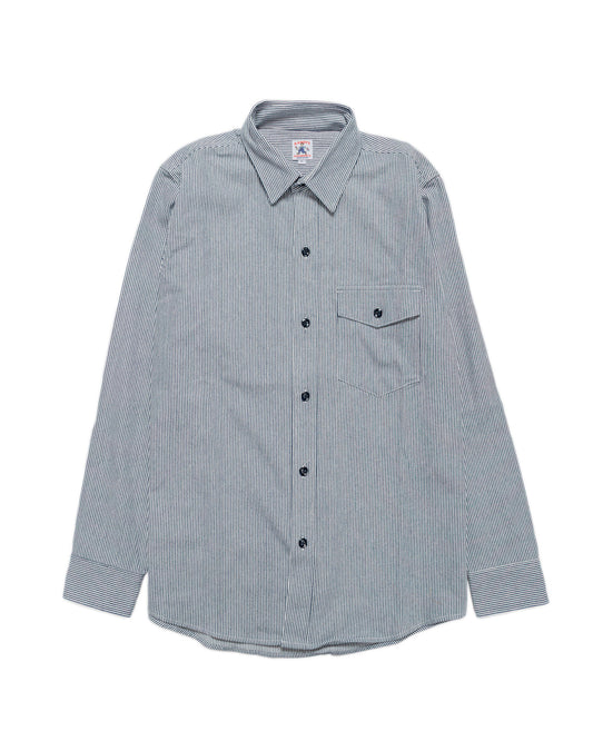 Randy's Garments 1-Pocket Work Shirt 8oz Narrow Stripe Cotton Denim White/Indigo