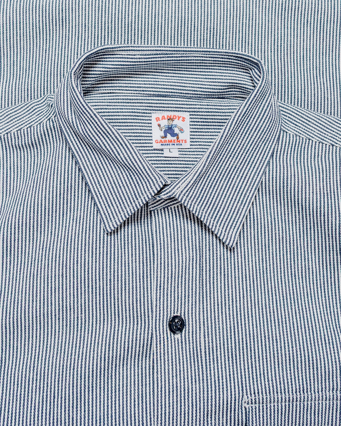Randy's Garments 1-Pocket Work Shirt 8oz Narrow Stripe Cotton Denim White/Indigo