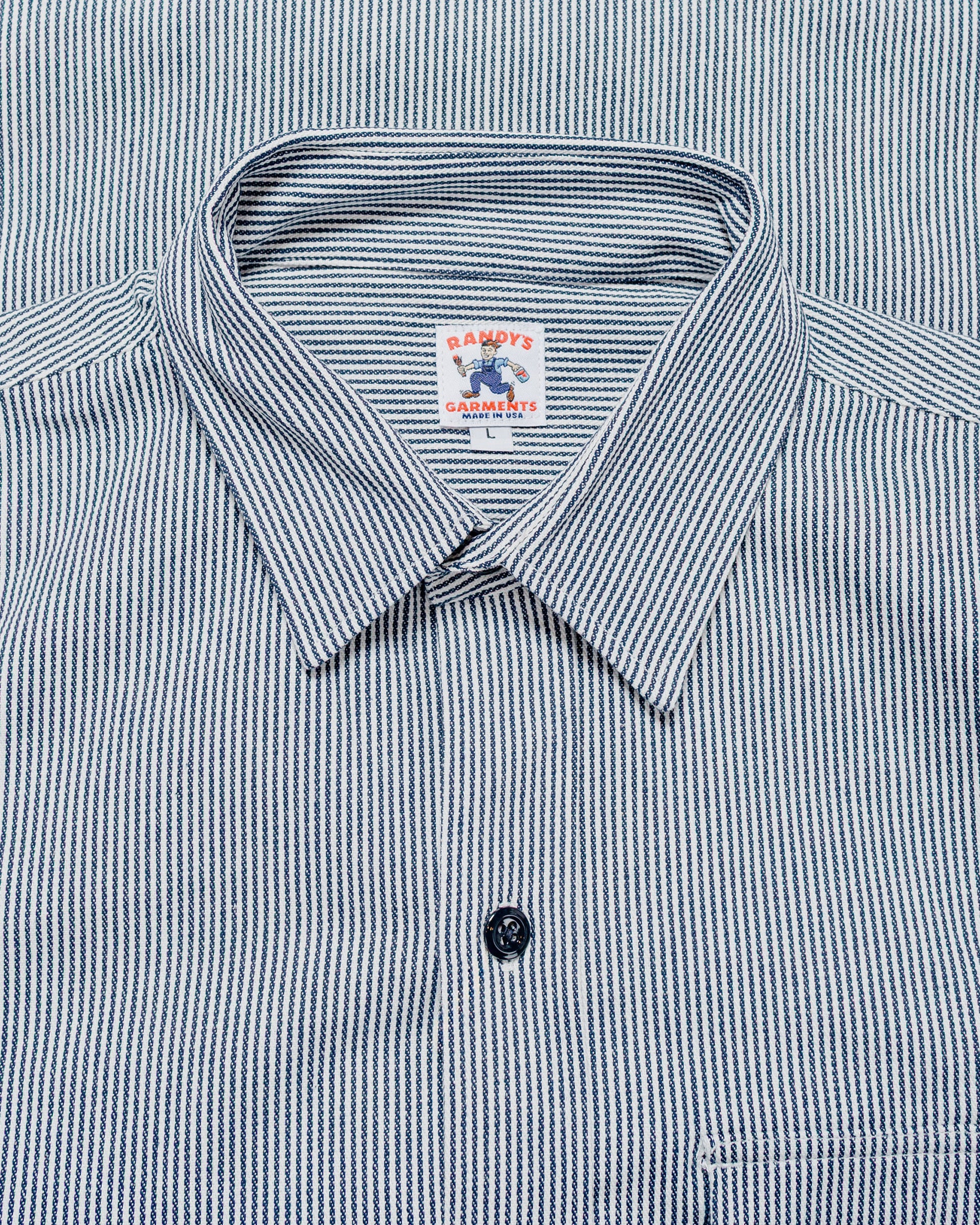 Randy's Garments 1-Pocket Work Shirt 8oz Narrow Stripe Cotton Denim White/Indigo