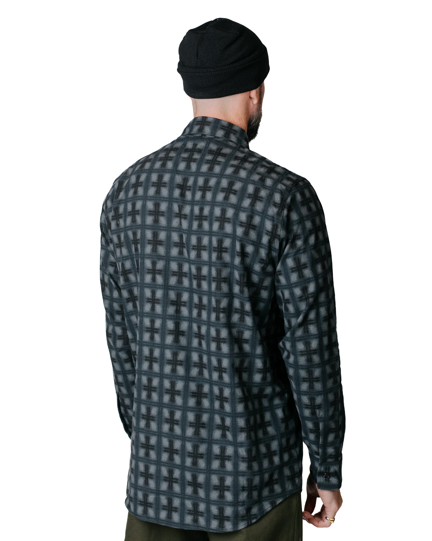 Randy's Garments 3-Pocket Work Shirt Brushed Poplin Stencil Plaid Grey model back