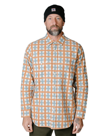 Randy's Garments 3-Pocket Work Shirt Brushed Poplin Stencil Plaid Natural 
