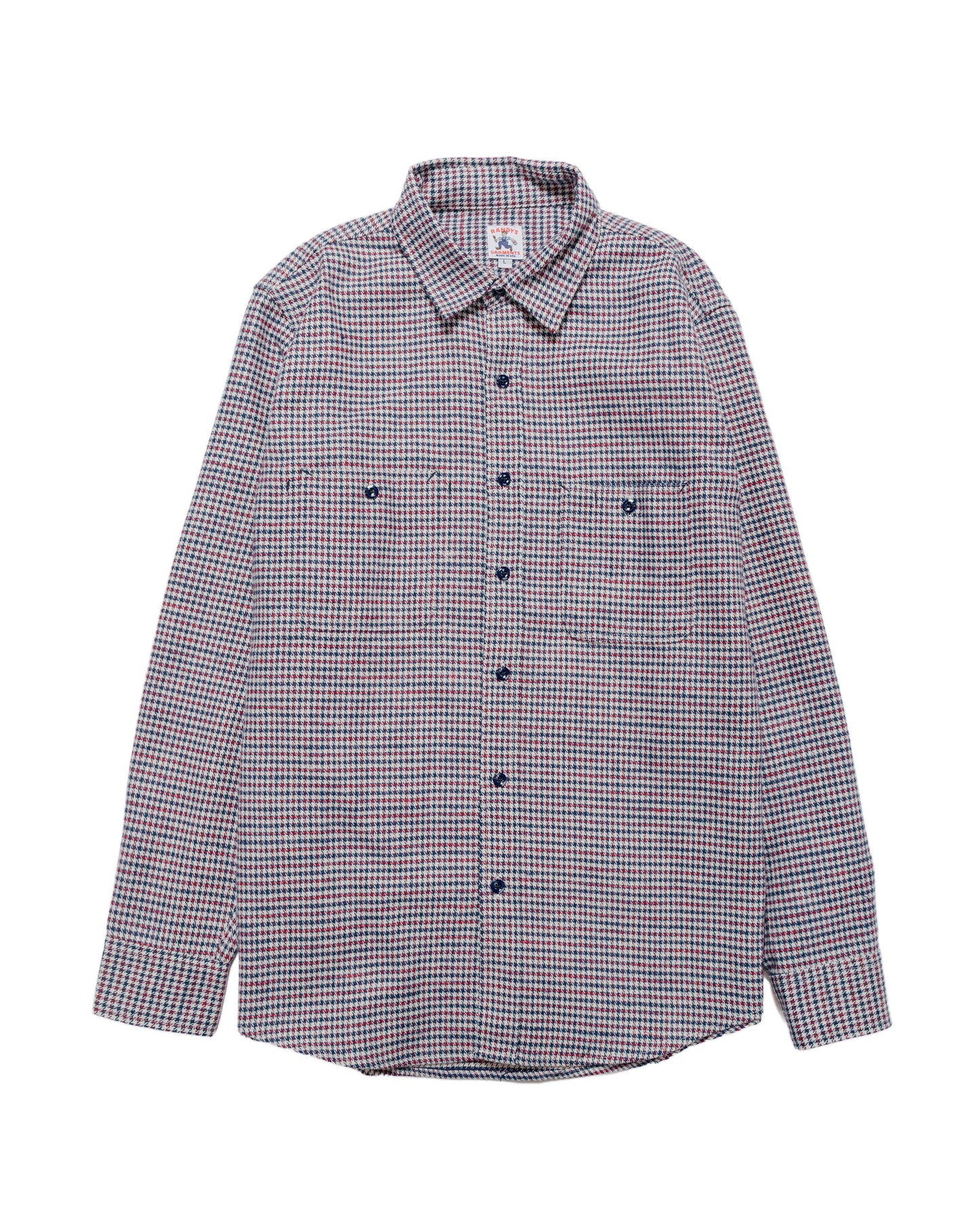 Randy's Garments 3-Pocket Work Shirt Cotton Heavy Brushed Houndstooth Blue/Red