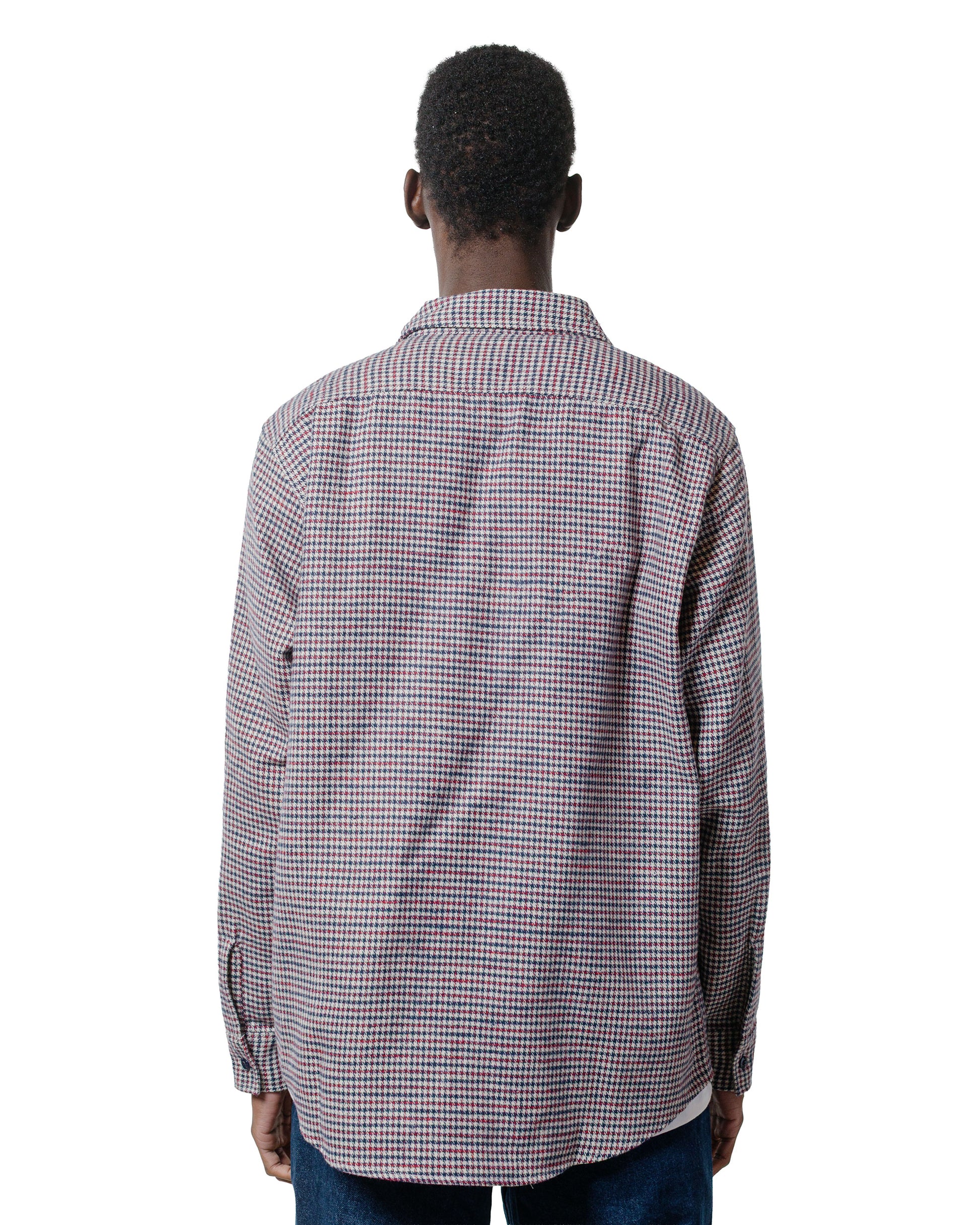 Randy's Garments 3-Pocket Work Shirt Cotton Heavy Brushed Houndstooth Blue/Red