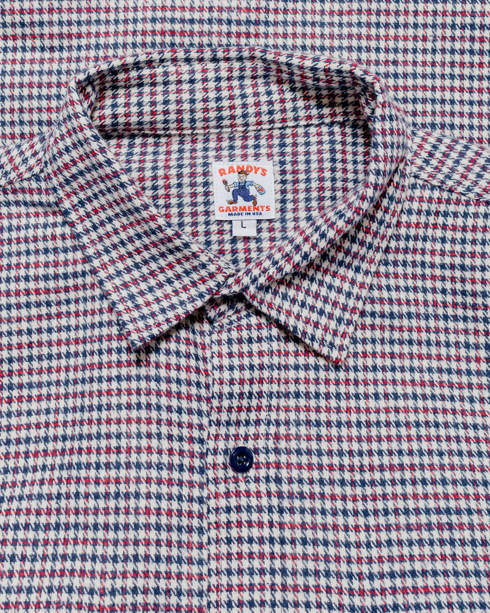 Randy's Garments 3-Pocket Work Shirt Cotton Heavy Brushed Houndstooth Blue/Red