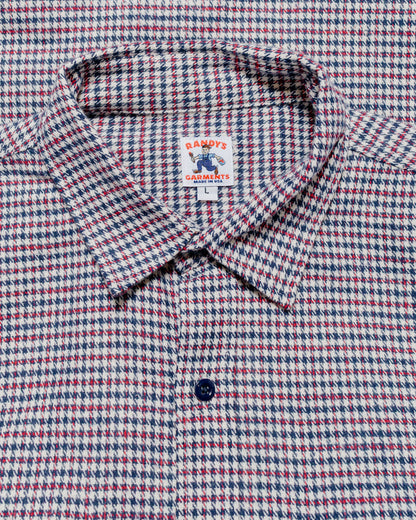 Randy's Garments 3-Pocket Work Shirt Cotton Heavy Brushed Houndstooth Blue/Red