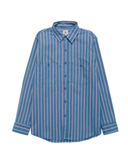 Randy's Garments 3-Pocket Work Shirt Cotton Stripe Jacquard Oxford Cloth Blue