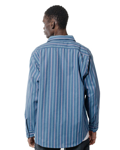 Randy's Garments 3-Pocket Work Shirt Cotton Stripe Jacquard Oxford Cloth Blue
