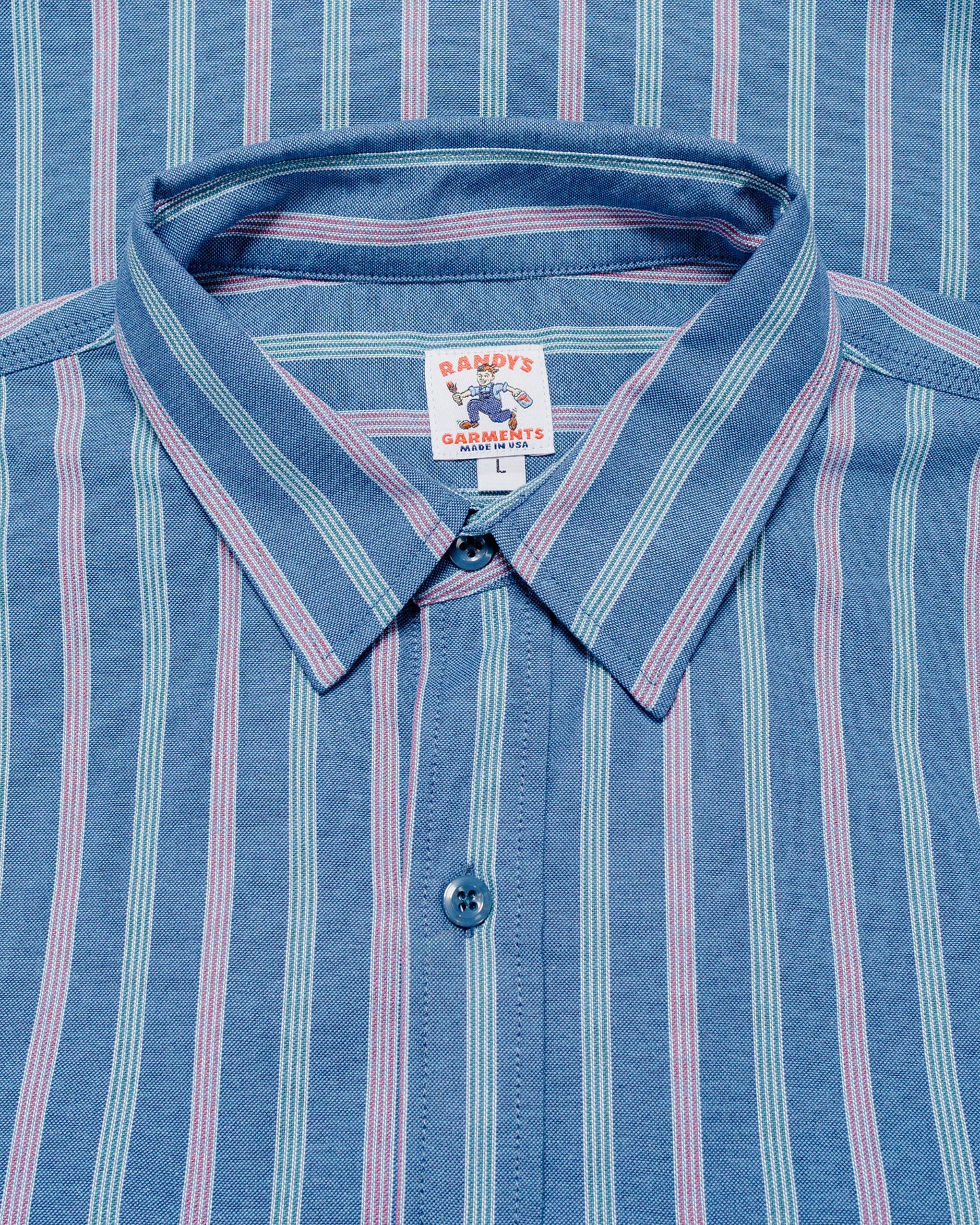Randy's Garments 3-Pocket Work Shirt Cotton Stripe Jacquard Oxford Cloth Blue