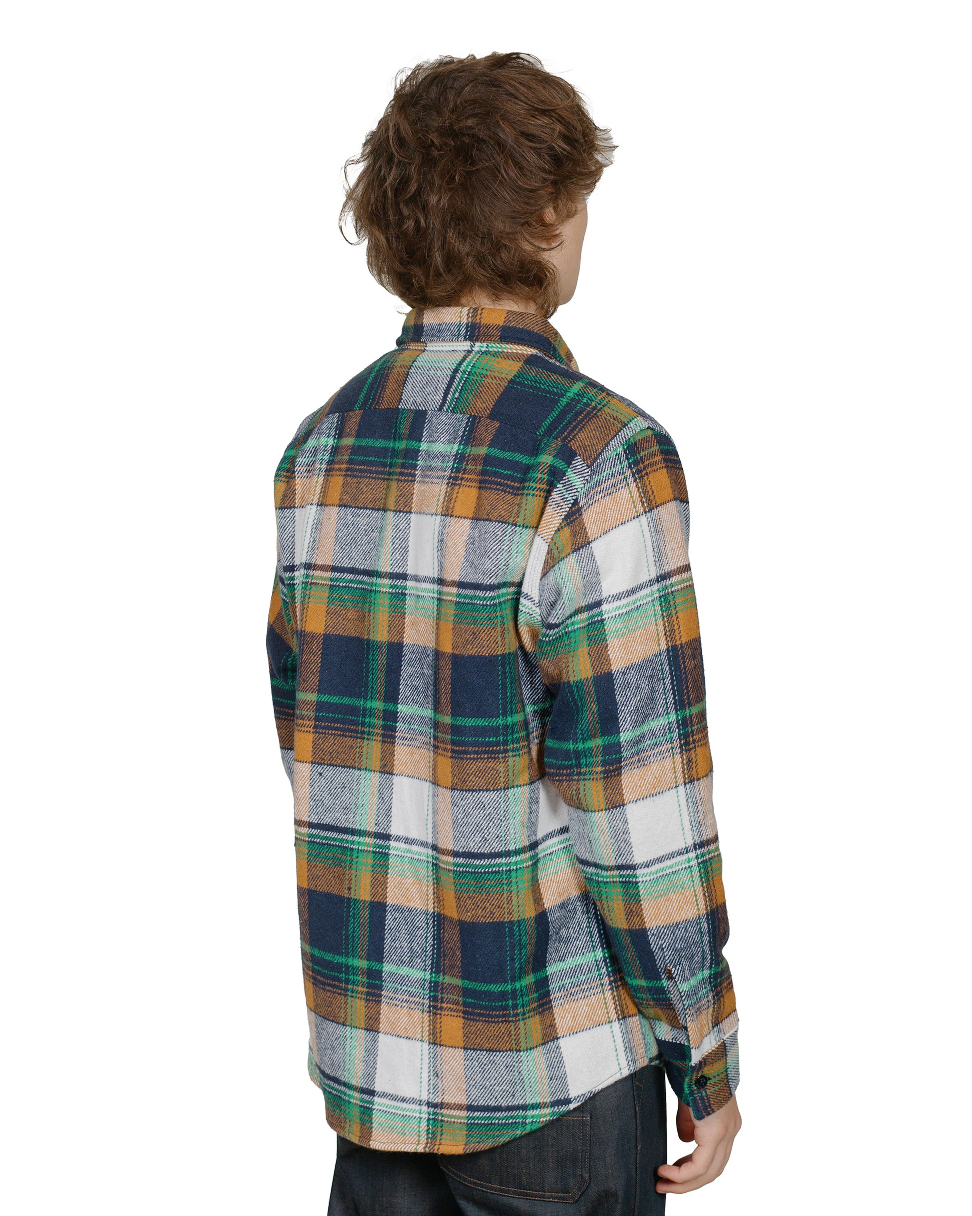 Randy's Garments 3-Pocket Work Shirt Heavy Brushed Flannel Plaid Green model back