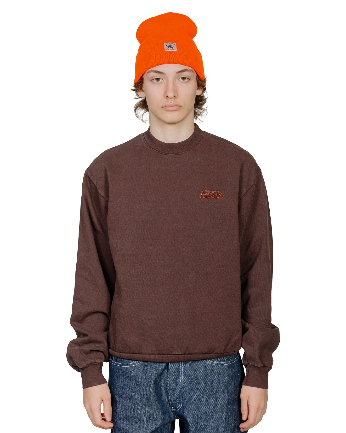 Randy's Garments Heavyweight Crewneck Dust Brown model front