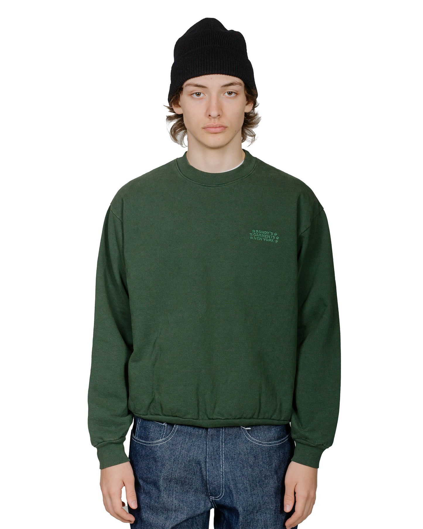 Randy's Garments Heavyweight Crewneck Hunter Green model front