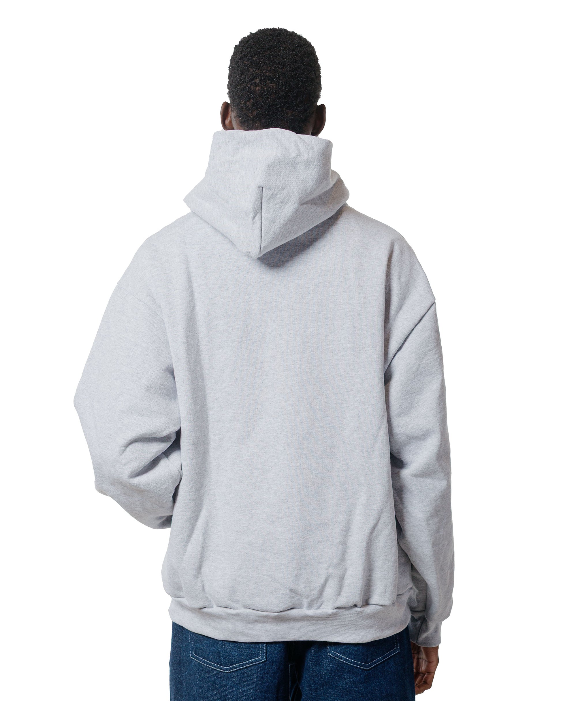 Randy's Garments Heavyweight Logo Cross-Neck Hoodie Heather Grey 14oz Cotton Poly