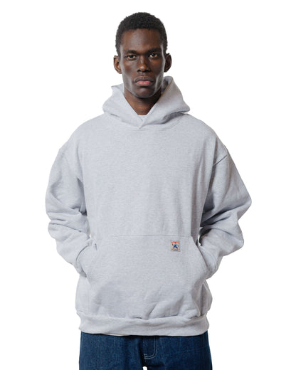 Randy's Garments Heavyweight Logo Cross-Neck Hoodie Heather Grey 14oz Cotton Poly