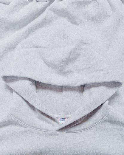 Randy's Garments Heavyweight Logo Cross-Neck Hoodie Heather Grey 14oz Cotton Poly