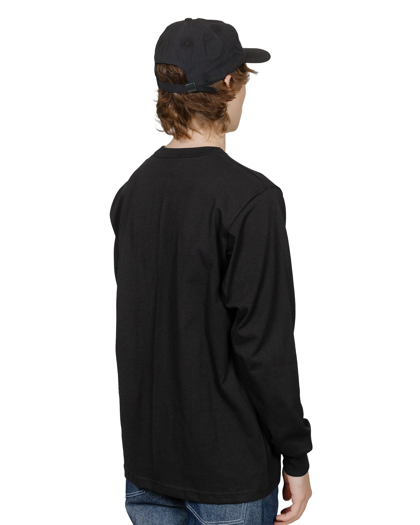 Randy's Garments Long-Sleeve Pocket Tee Black model back