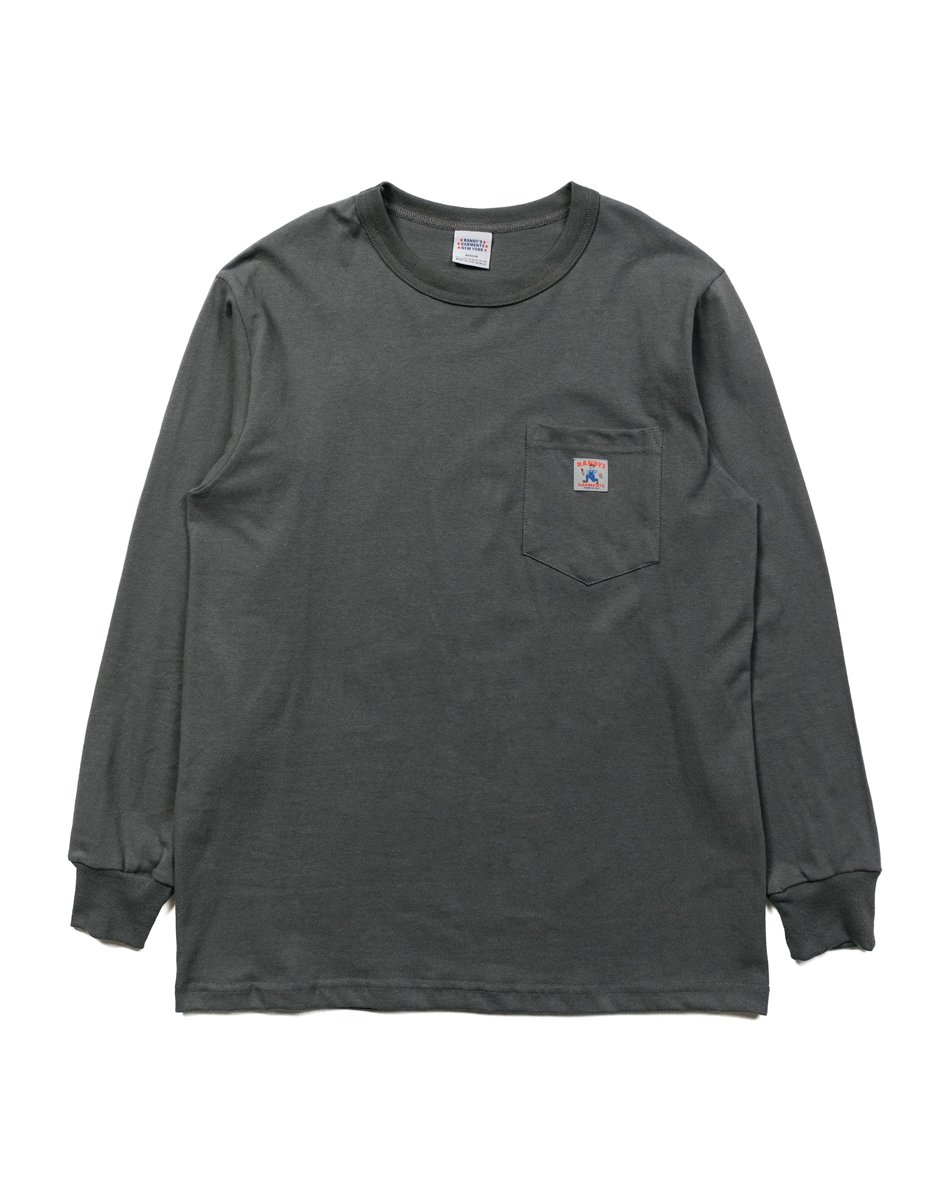 Randy's Garments Long-Sleeve Pocket Tee Grey