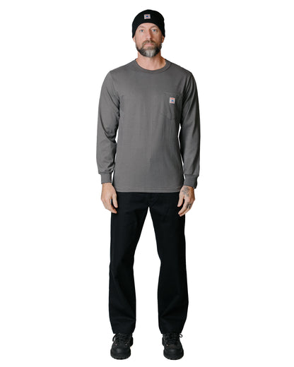 Randy's Garments Long-Sleeve Pocket Tee Grey model full