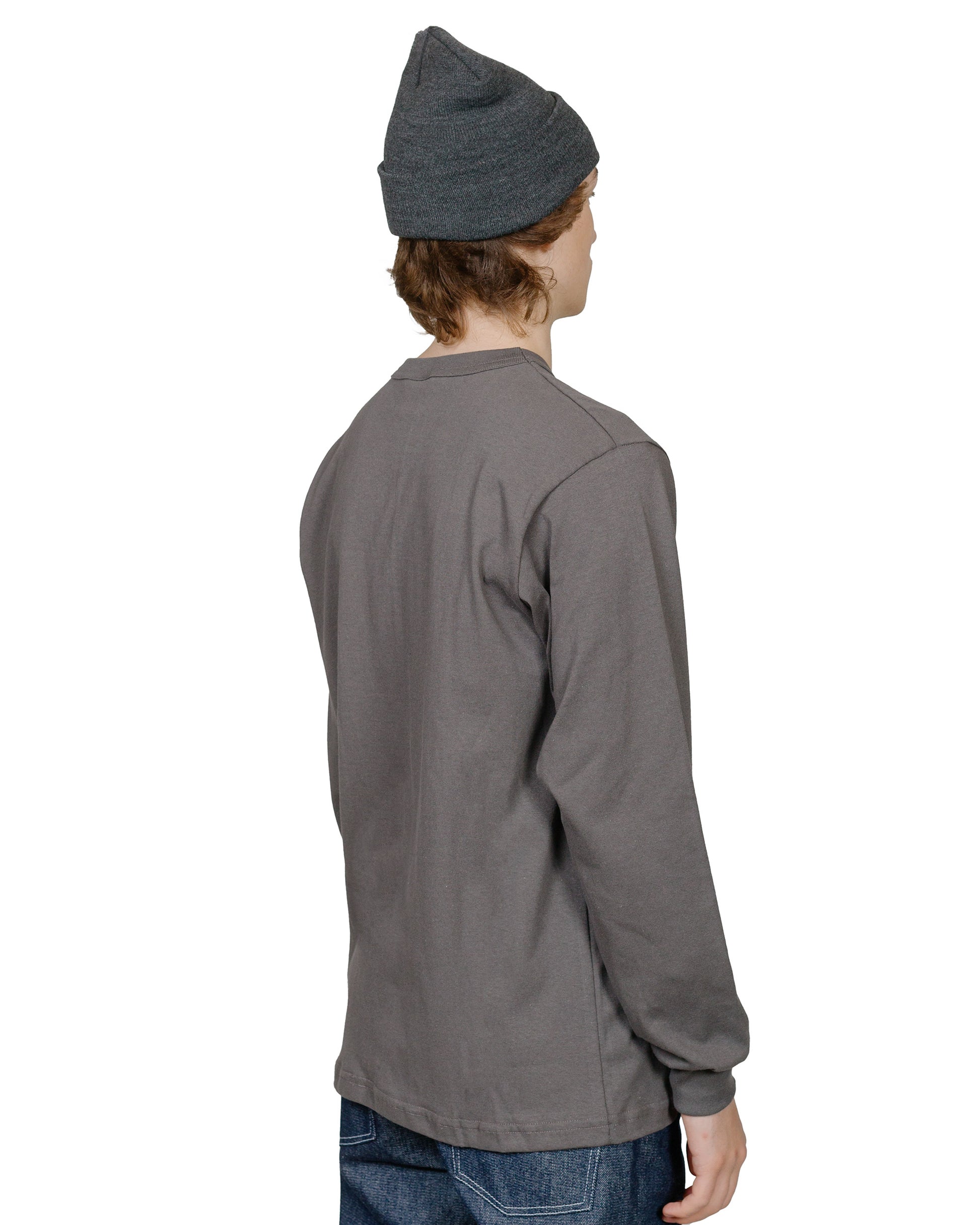 Randy's Garments Long-Sleeve Pocket Tee Grey model back