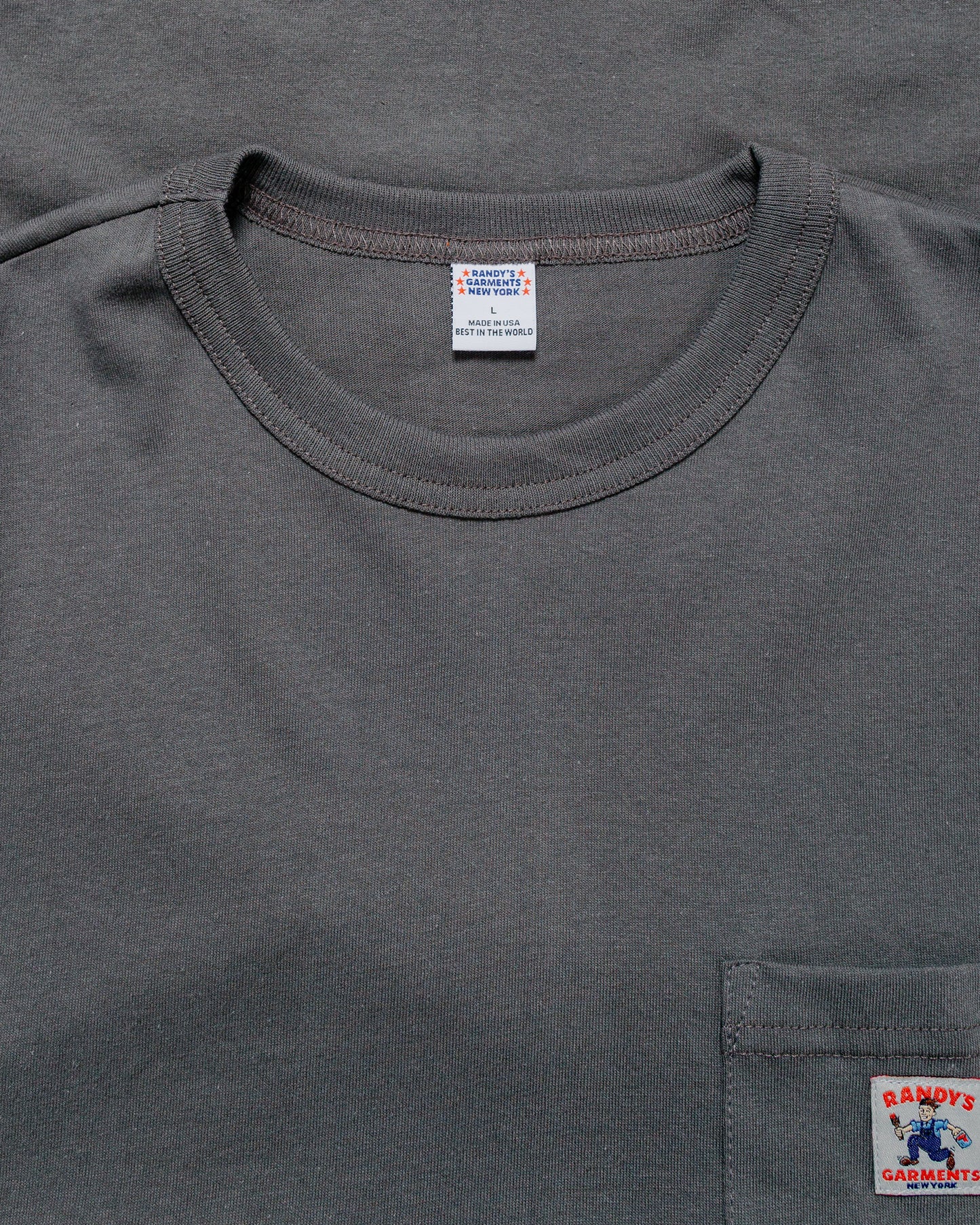 Randy's Garments Long-Sleeve Pocket Tee Grey