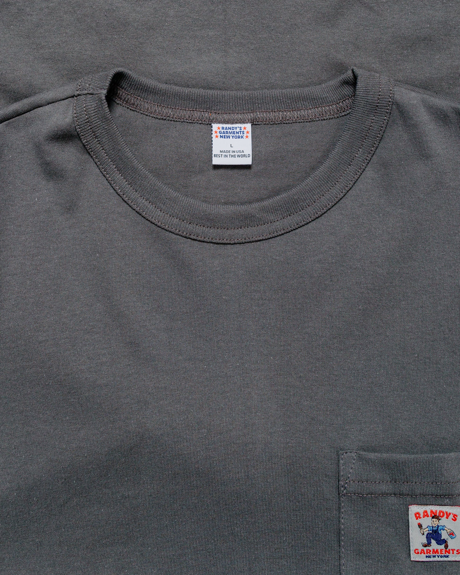 Randy's Garments Long-Sleeve Pocket Tee Grey
