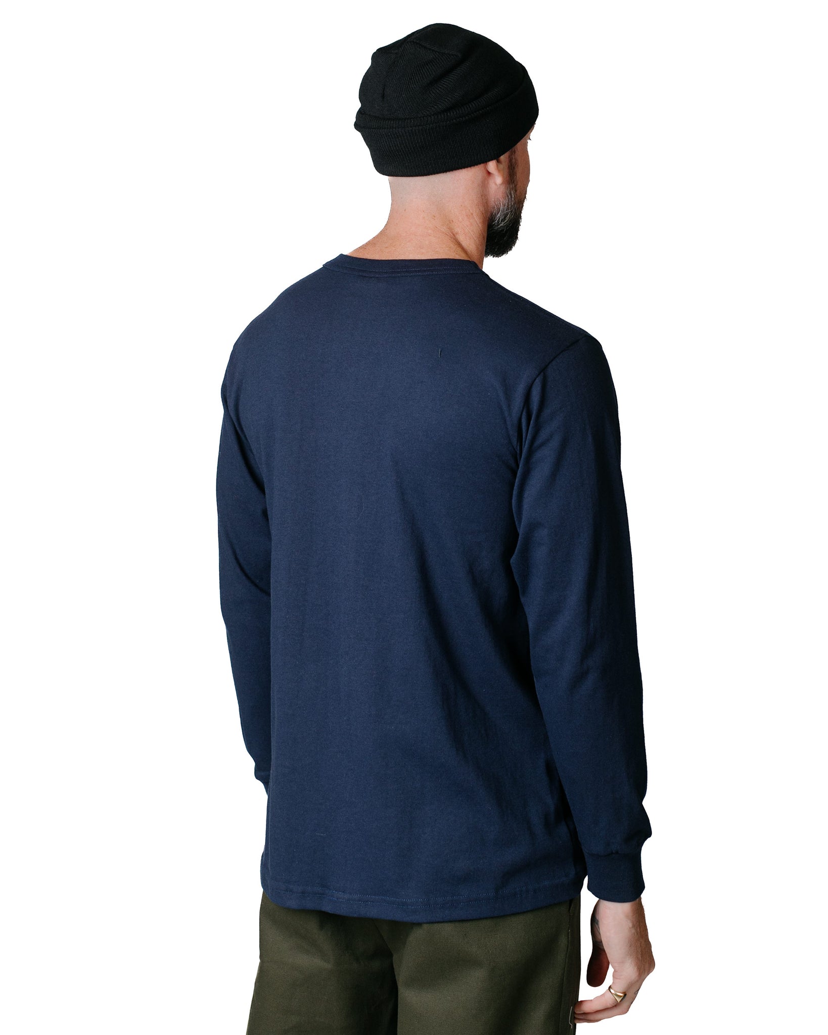 Randy's Garments Long-Sleeve Pocket Tee Navy model back