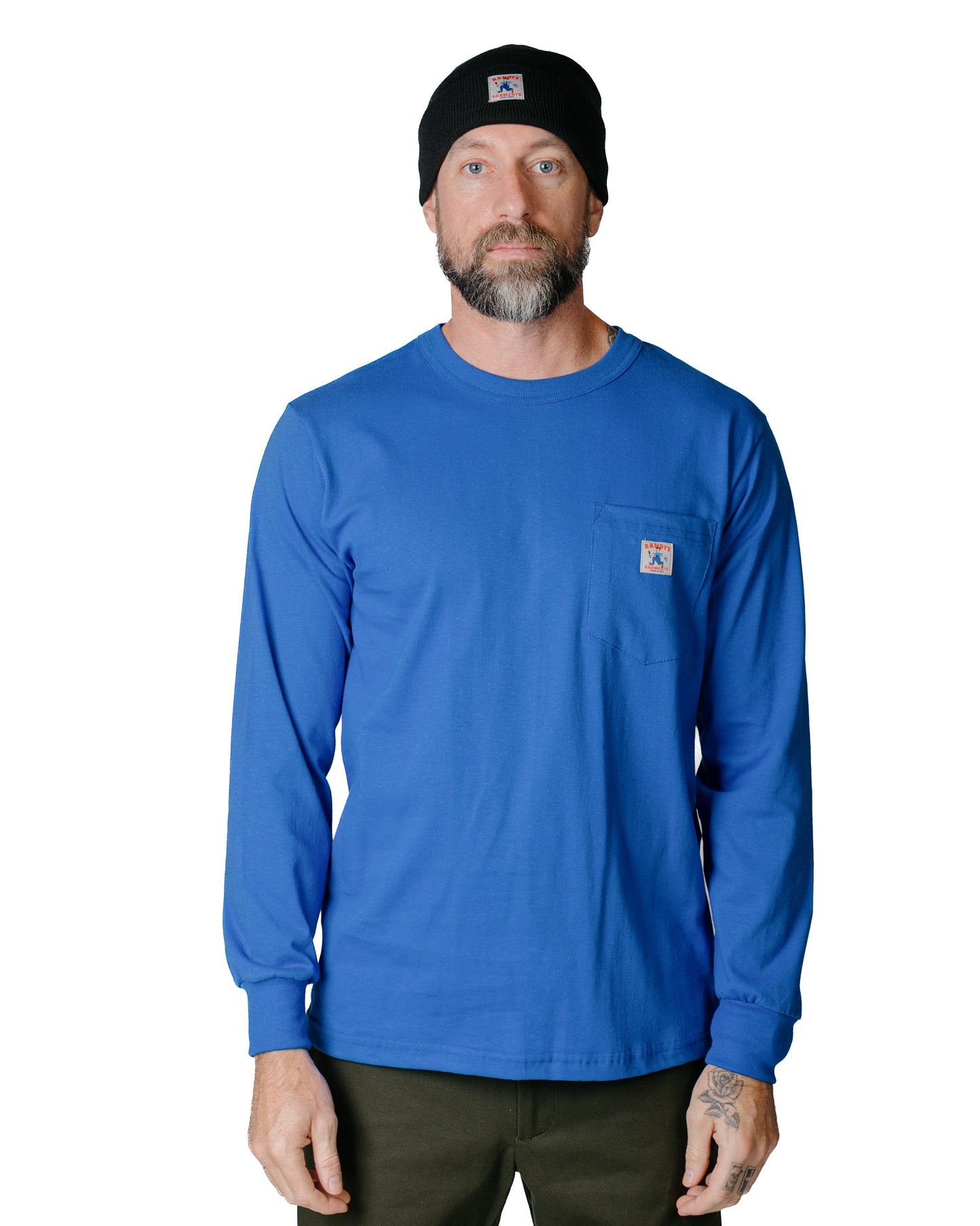 Randy's Garments Long-Sleeve Pocket Tee Royal model front