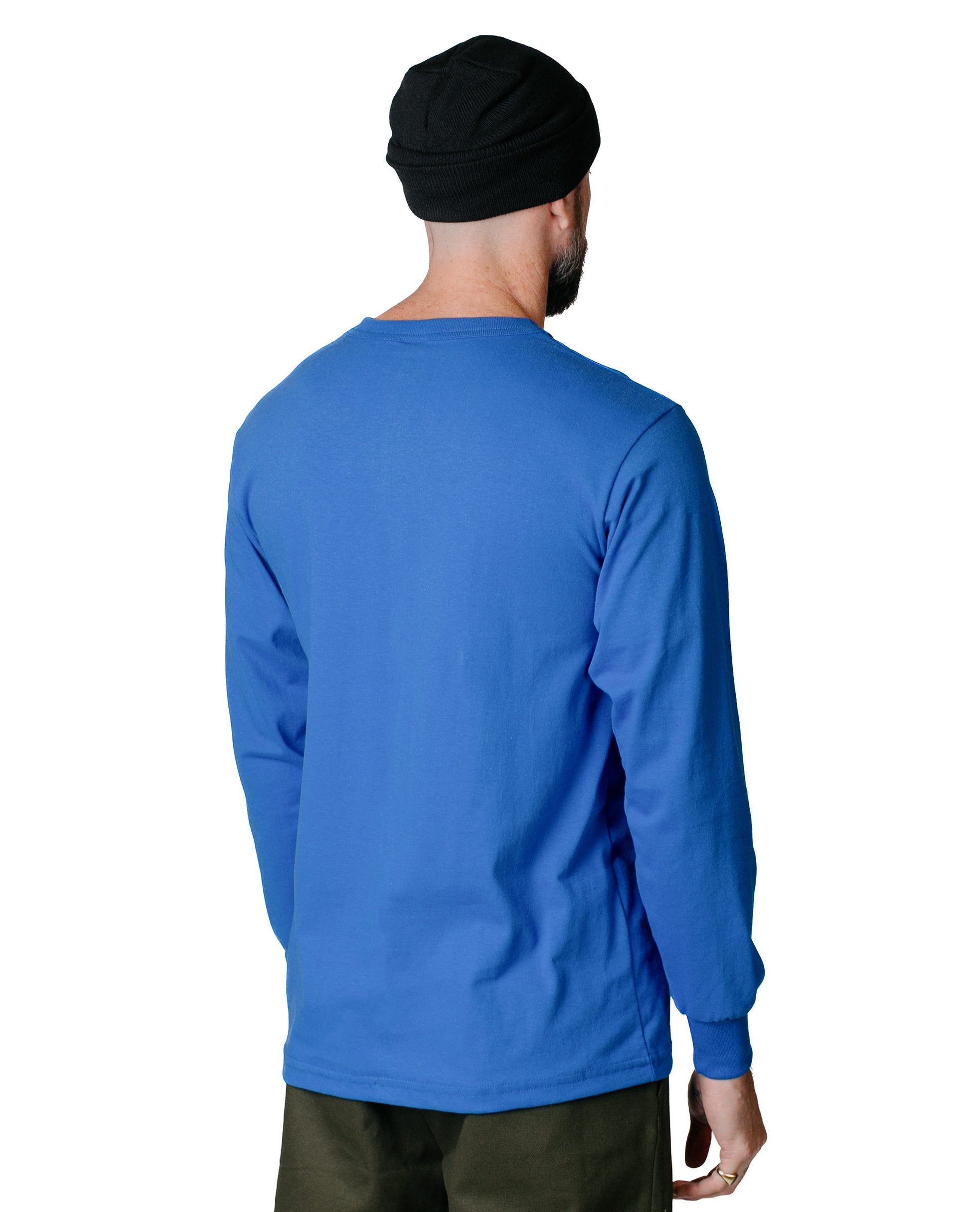 Randy's Garments Long-Sleeve Pocket Tee Royal model back