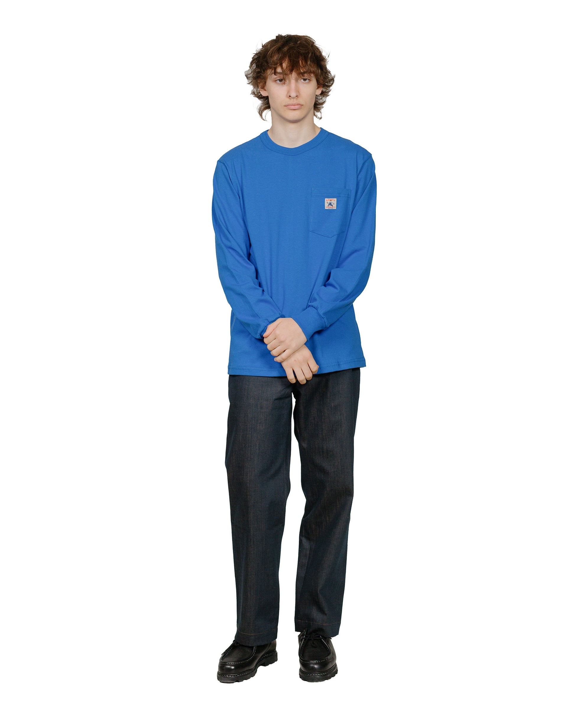 Randy's Garments Long-Sleeve Pocket Tee Royal model full