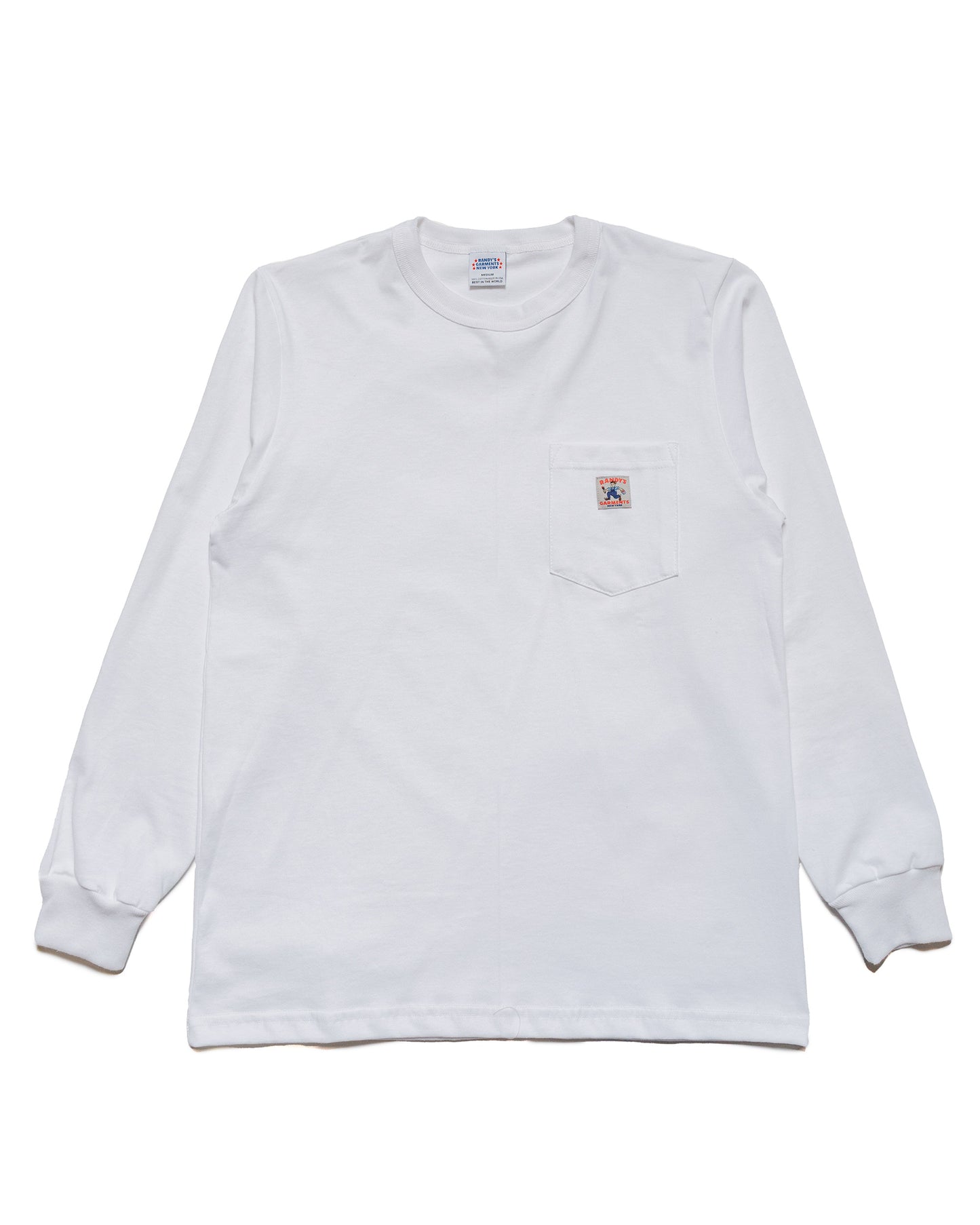 Randy's Garments Long-Sleeve Pocket Tee White