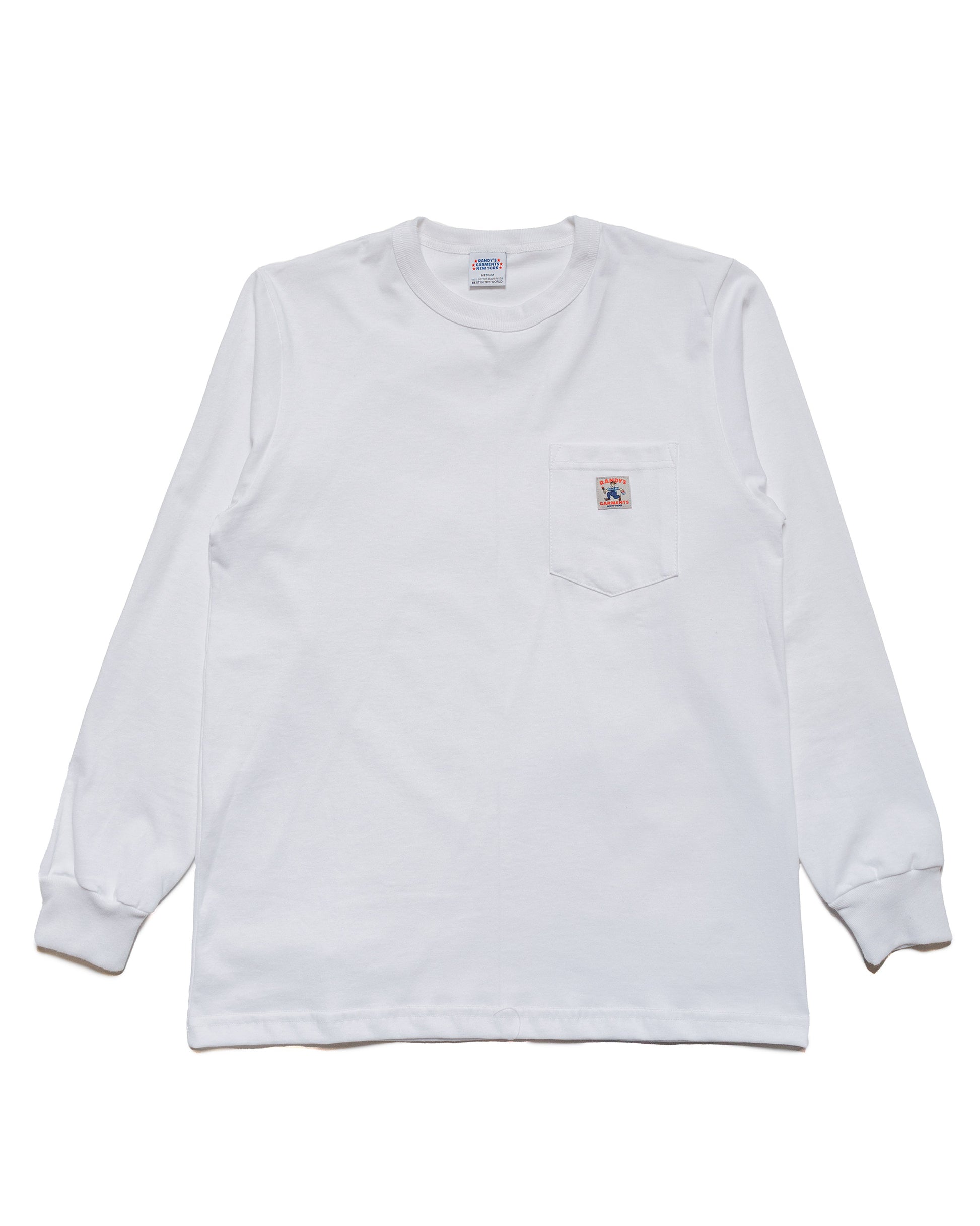 Randy's Garments Long-Sleeve Pocket Tee White