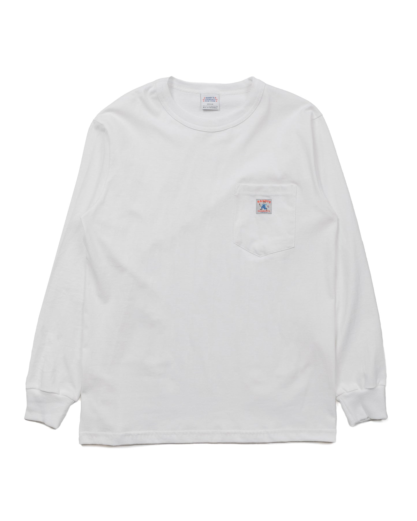 Randy's Garments Long-Sleeve Pocket Tee White