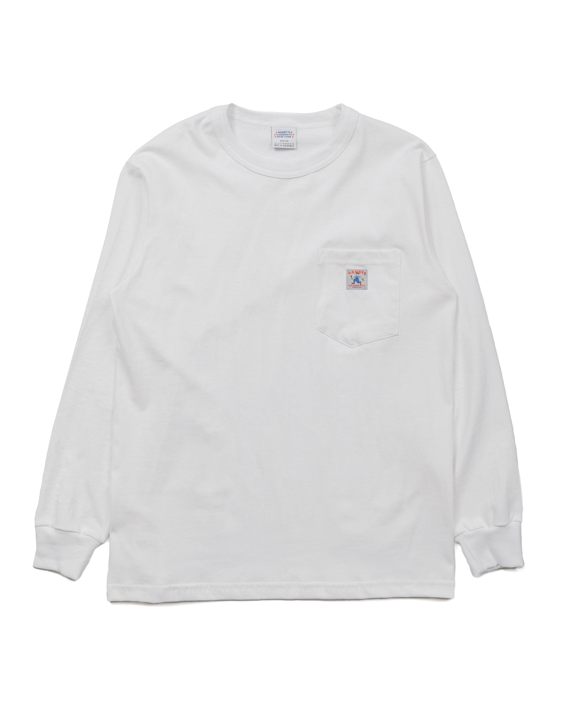 Randy's Garments Long-Sleeve Pocket Tee White