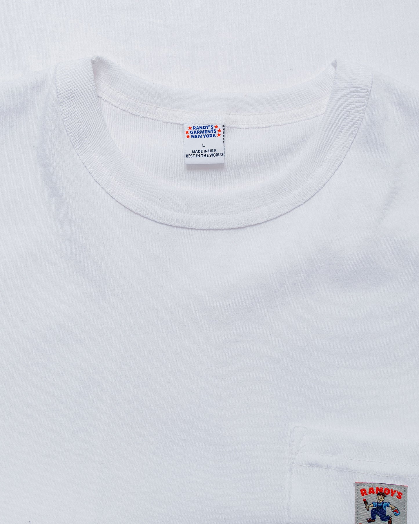Randy's Garments Long-Sleeve Pocket Tee White