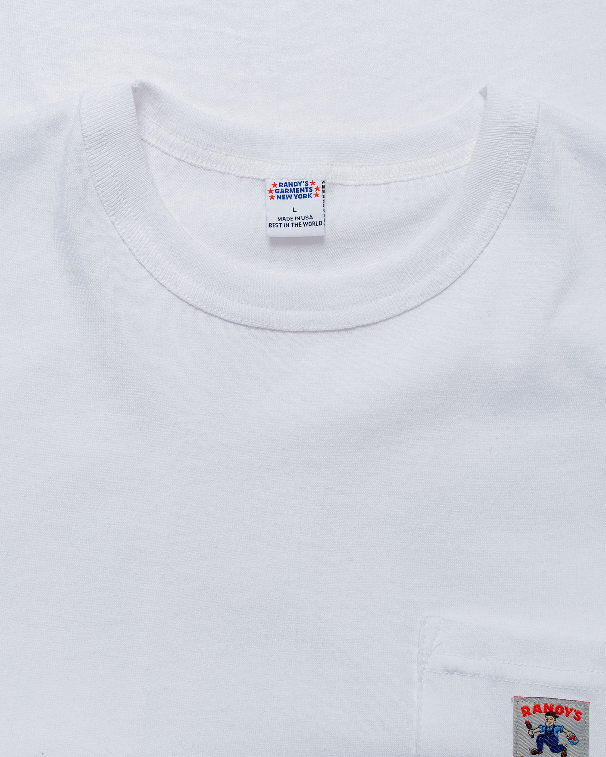 Randy's Garments Long-Sleeve Pocket Tee White