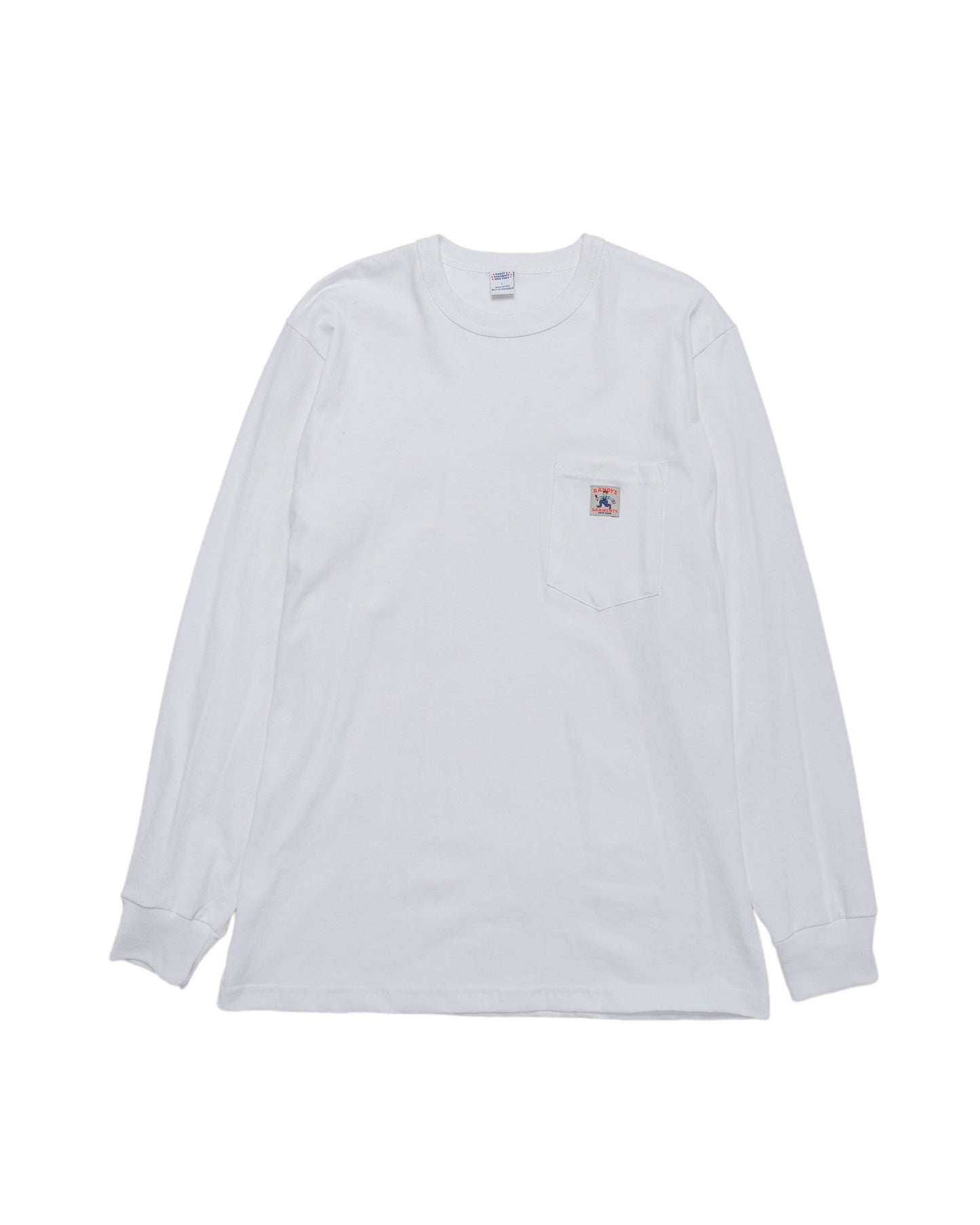 Randy's Garments Long-Sleeve Pocket Tee White