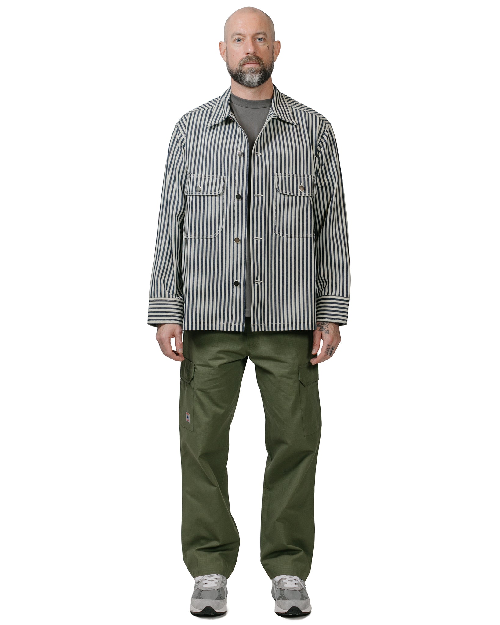 Randy's Garments Over Shirt 12oz Jacquard Denim NaturalNavy model full