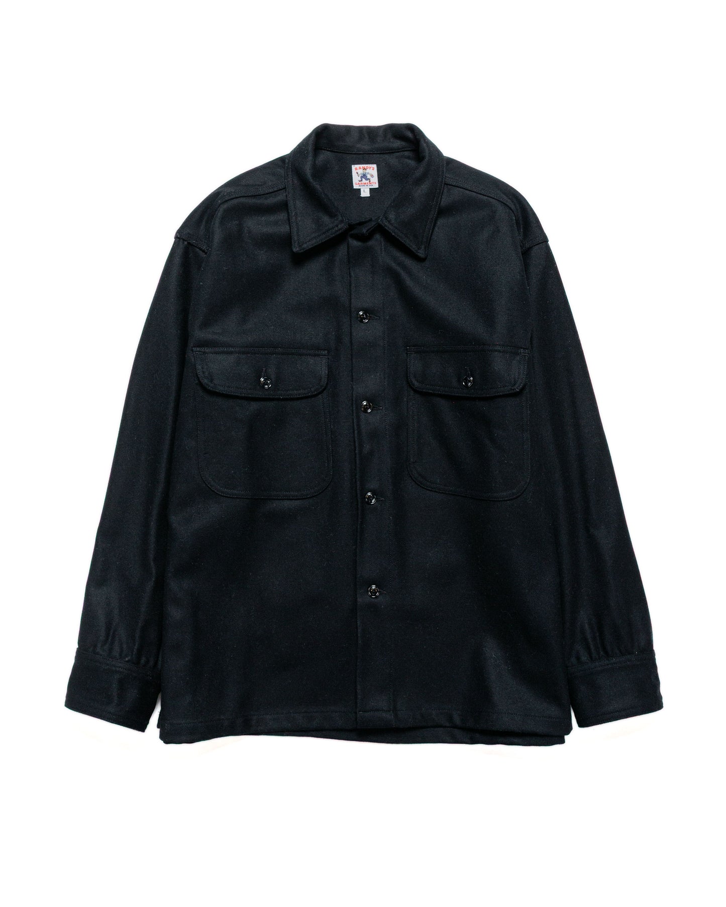 Randy's Garments Over Shirt Black Heavy Melton Wool