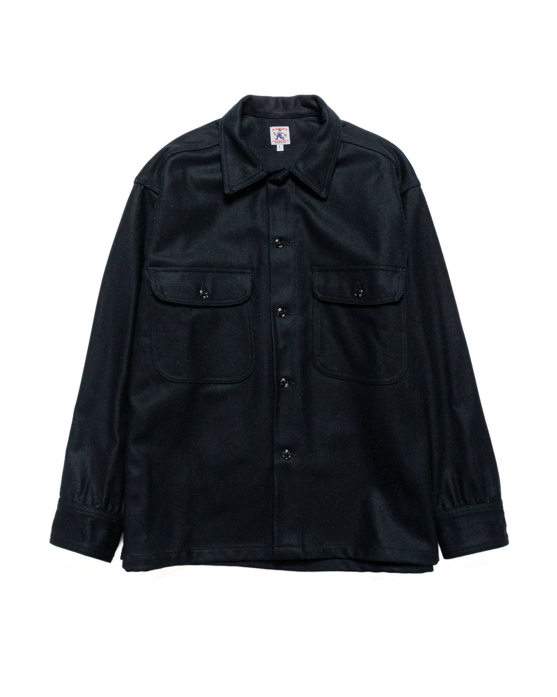 Randy's Garments Over Shirt Black Heavy Melton Wool