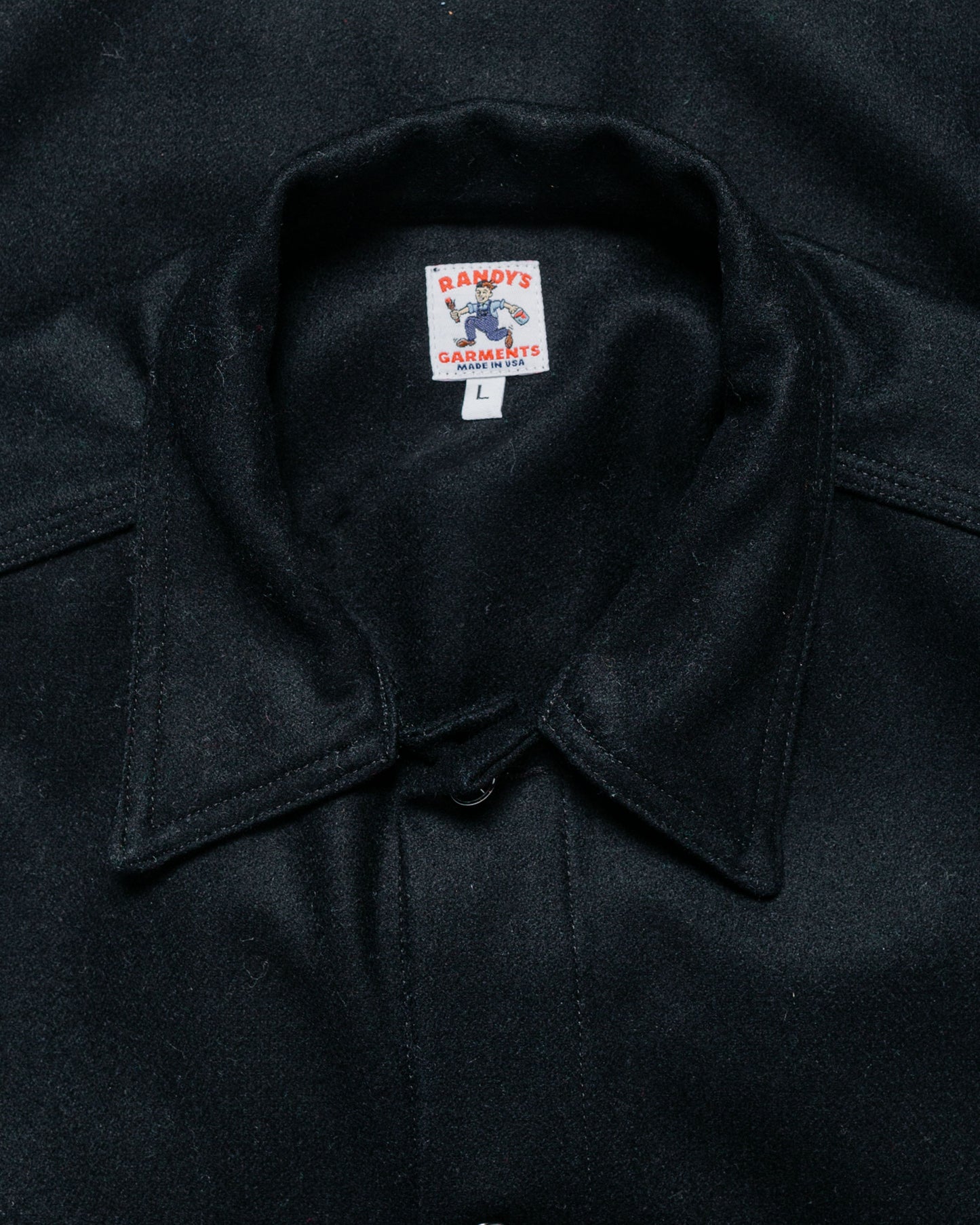 Randy's Garments Over Shirt Black Heavy Melton Wool