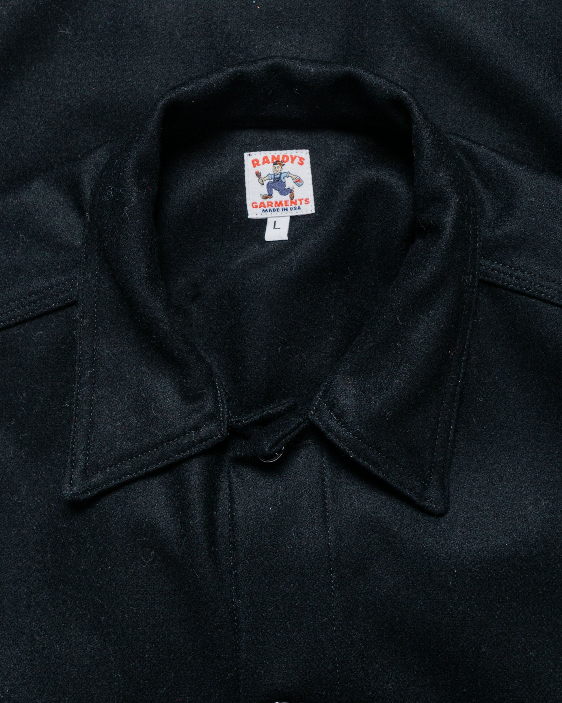 Randy's Garments Over Shirt Black Heavy Melton Wool